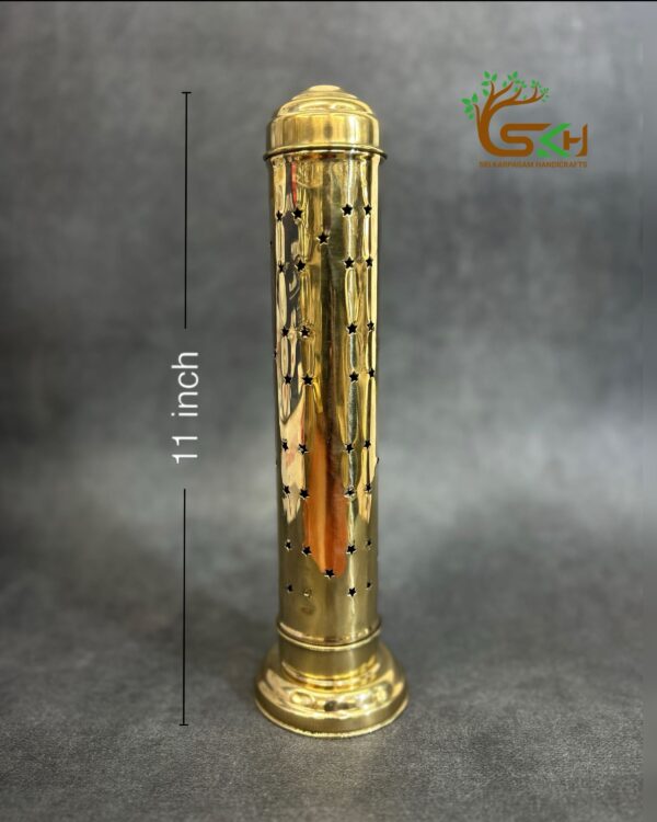 Brass Unique Agarbathi Stand incense holder  with Ash Catcher - 11 inch height