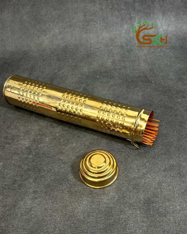 Brass Unique Agarbathi incense Storage container – 10 inch height - Image 2