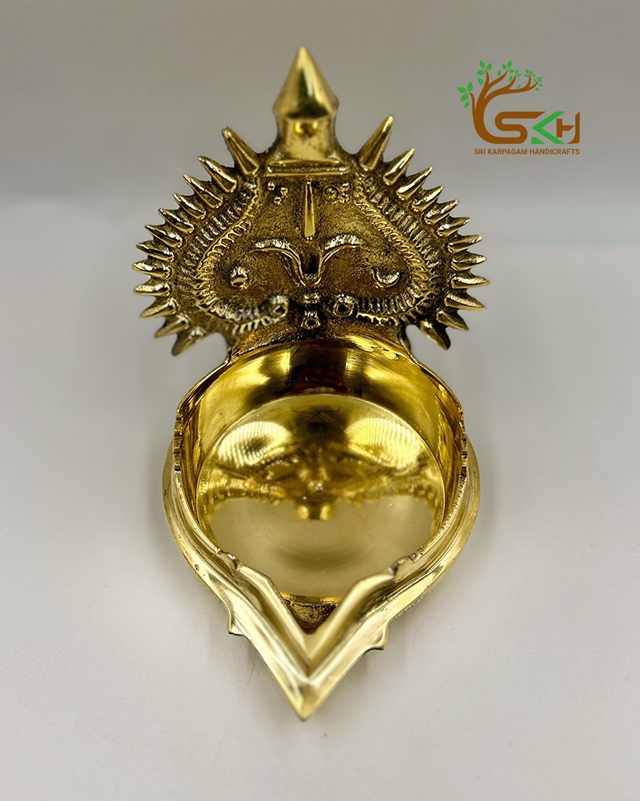 Brass Vishnu Lakshmi Lamp with Sun & Moon - 4 inch - Image 4