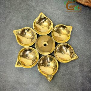 Brass Vetrillai Deepam / 6 Face Deepam with Stand in the center | Deepam and Stand only