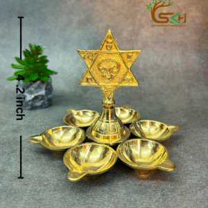 Brass SA RA VA NA BA VA 6 agal deepam | 4.2 inch