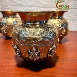 Pure Brass Ashtalakshmi Kalash 5" Super Fine Handcrafted Kalash for Pooja