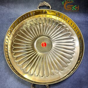 Brass Handle Tray | Brass Serving Tray | Decorative Tray | 12 inches Diameter