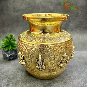 Pure Brass Ashtalakshmi Kalash 5.5 " Super Fine Handcrafted Kalash for Pooja